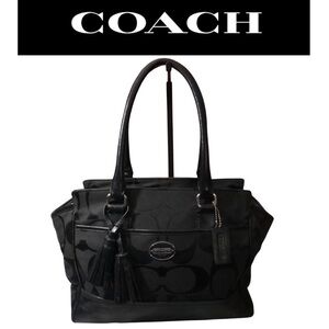 COACH Black Signature “C” Canvas and Leather Handbag, GUC